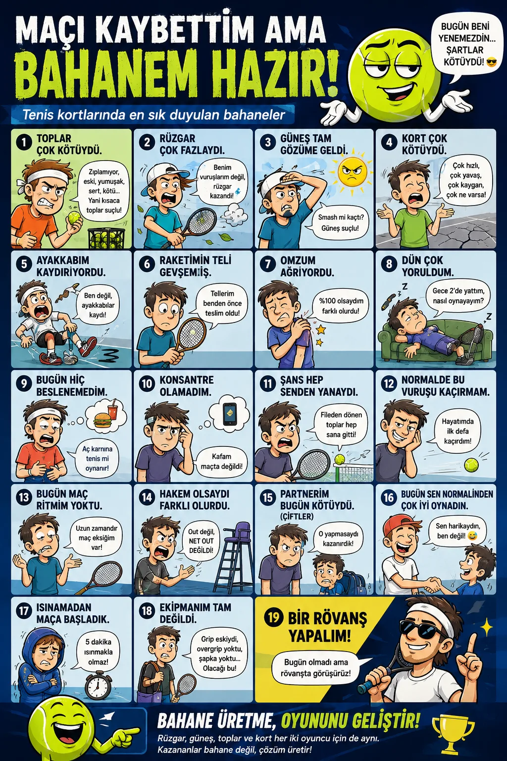 Tenis Dünyasının Bitmeyen Klasiği: Mağlubiyet Sonrası En Meşhur Bahaneler 😄